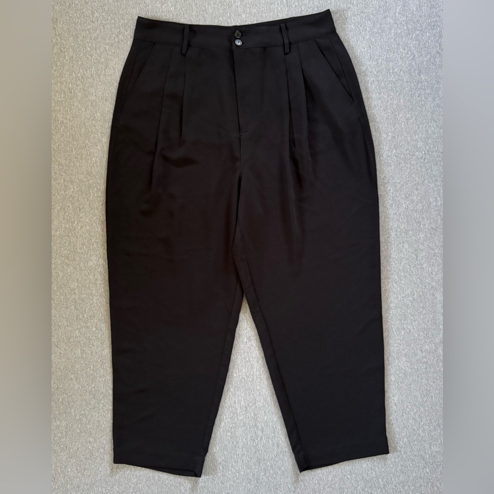 Madewell black pleated high rise ankle pants‎ trousers women’s size 14